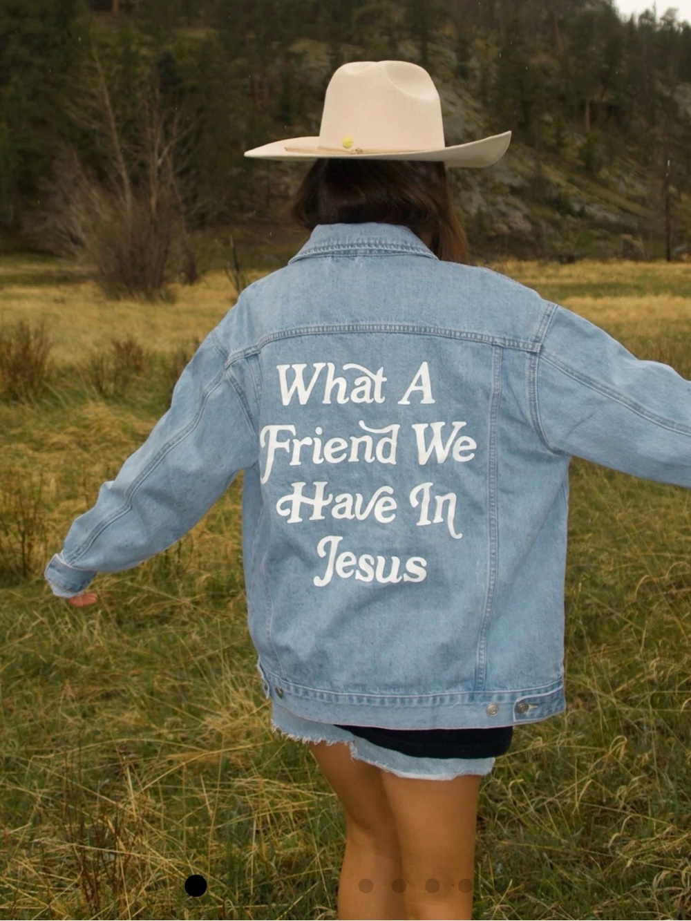 Elevated Faith What a Friend We Have In Jesus Denim Jacket 2X EUC Oversized